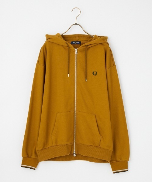 FRED PERRY（フレッドペリー）の「【WEB先行予約】[FRED PERRY/フレッドペリー] 別注 フードロゴ刺繍 スウェットジップパーカー（パーカー・レディース・ブラック/キャメル・L/M/S/XL）」の13枚目の写真