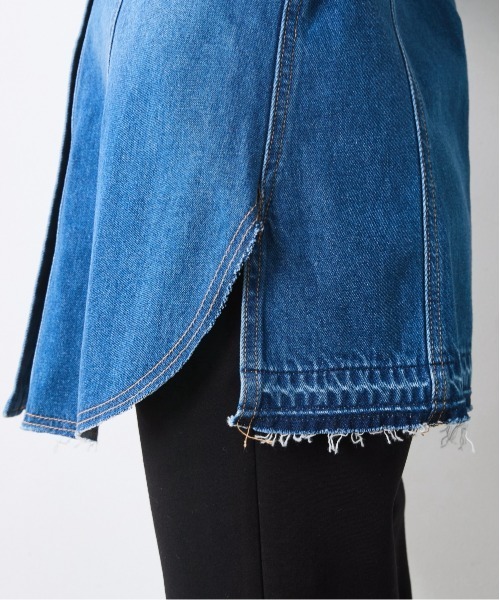 CHIC STYLE(シックスタイル)の「綿100%ノーカラーデニムシャツ<大きいサイズ有>シックスタイル(シャツ/ブラウス・レディース・ブルー系・5L/4L/3L/LL/L/M)」の12枚目の写真