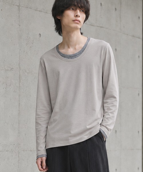ARCHIVER(アーカイバ)の「【Bd】レイヤード風 Uネック ロングスリーブTシャツ(Tシャツ/カットソー・レディース・ブラック/チャコールグレー/グレー系/マルチ/ホワイト・LARGE/MEDIUM/X-LARGE)」の4枚目の写真