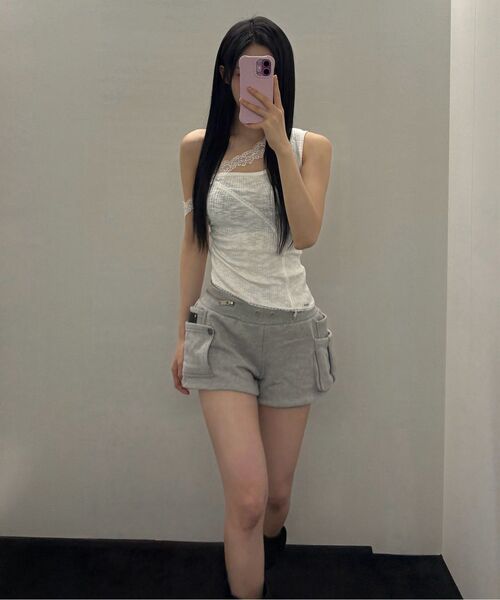 ETRE AU SOMMET(エトレオソメ)の「Two Zipper short pants (Melange Gray)(その他パンツ・レディース・その他・FREE)」の2枚目の写真