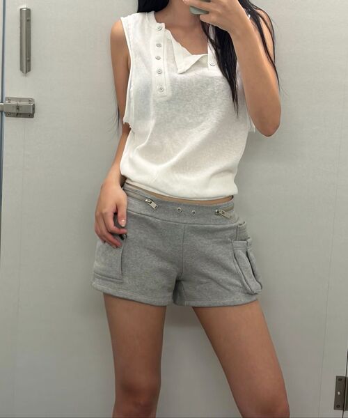 ETRE AU SOMMET(エトレオソメ)の「Two Zipper short pants (Melange Gray)(その他パンツ・レディース・その他・FREE)」の4枚目の写真