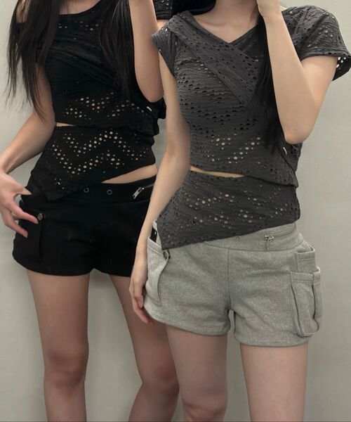 ETRE AU SOMMET(エトレオソメ)の「Two Zipper short pants (Melange Gray)(その他パンツ・レディース・その他・FREE)」の5枚目の写真