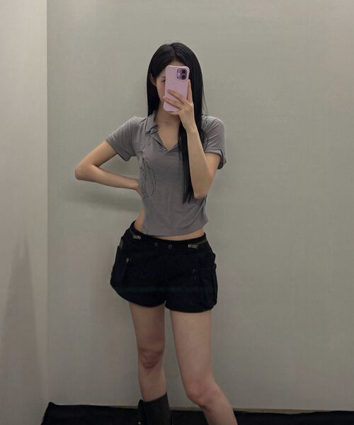 ETRE AU SOMMET(エトレオソメ)の「Two Zipper short pants (Melange Gray)(その他パンツ・レディース・その他・FREE)」の6枚目の写真