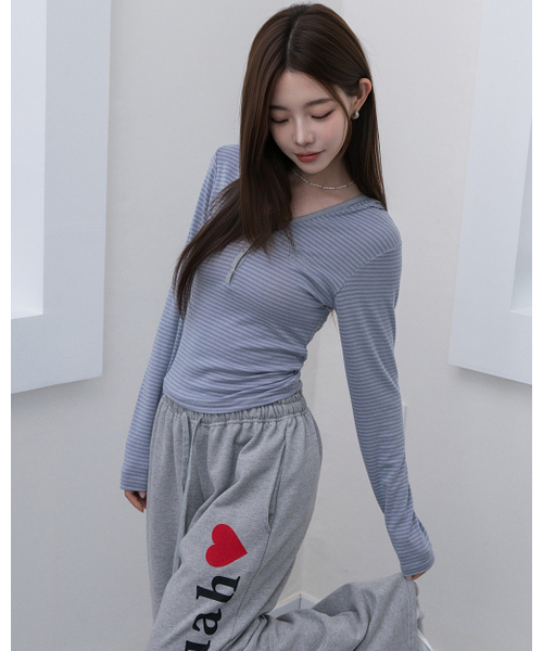 muahmuah（ムーアムーア）の「ハートポイントワイドバンディングパンツ[グレー]（スウェットパンツ・レディース・グレー・FREE）」の6枚目の写真