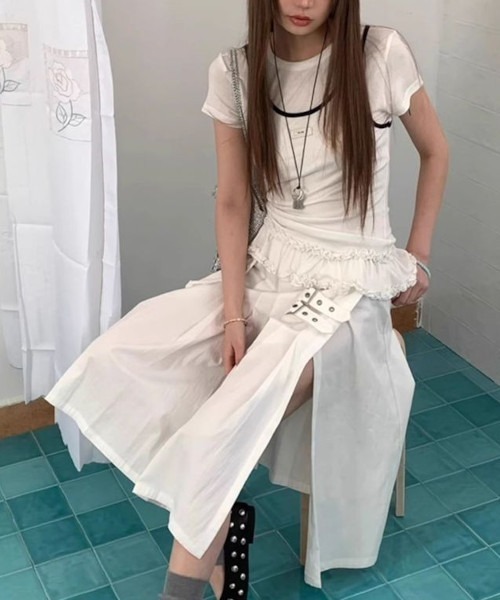 MASHIRO(マシロ)の「【MASHIRO】レイヤードタンクトップTシャツ YOUARE TeeTankTop(MA/EK164)(Tシャツ/カットソー・レディース・ホワイト・FREE)」の4枚目の写真