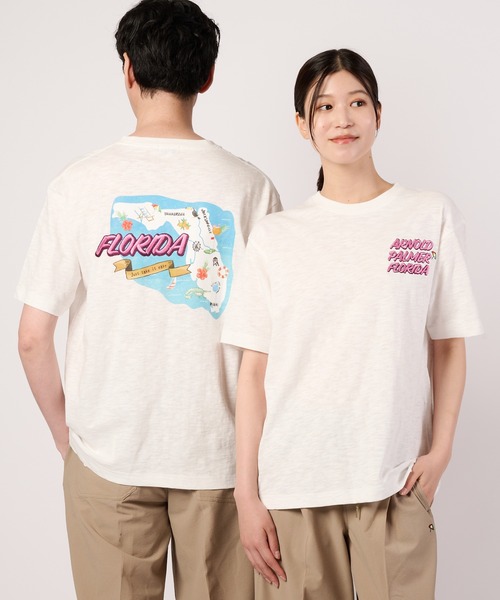 Arnold Palmer(アーノルドパーマー)の「シェア アロハモチーフ Tシャツ(Tシャツ/カットソー・レディース・ホワイト/ネイビー/レッド・L/M/S/LL/XS)」の1枚目の写真
