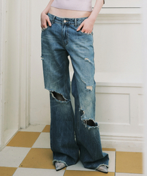 VINTAGE DESTROYED DENIM PANTS_BLUE