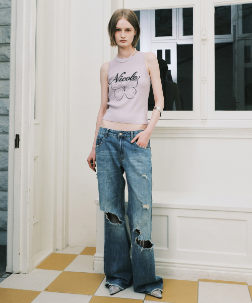 NICK&NICOLE(ニックアンドニコール)の「VINTAGE DESTROYED DENIM PANTS_BLUE(デニムパンツ・レディース・その他・SMALL/MEDIUM/LARGE)」の3枚目の写真