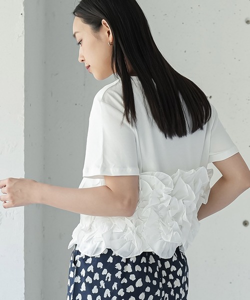mili an deni(ミリアンデニ)の「裾ウェーブフリルTシャツ(Tシャツ/カットソー・レディース・オフホワイト/ブラック・M)」の15枚目の写真