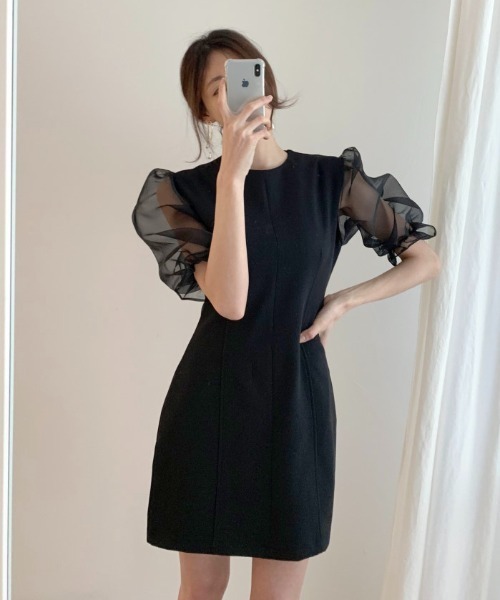 FAVORITO（ファヴォリート）の「チュールドッキングワンピース（ワンピース・レディース・ブラック・S/M/L）」の5枚目の写真