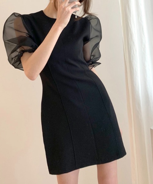 FAVORITO（ファヴォリート）の「チュールドッキングワンピース（ワンピース・レディース・ブラック・S/M/L）」の2枚目の写真