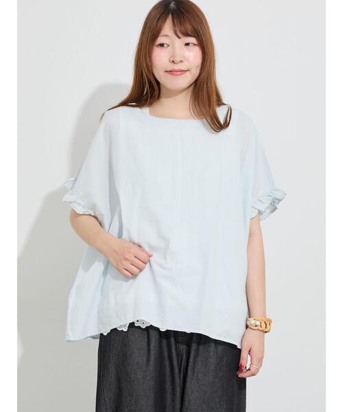 Samansa Mos2(サマンサ モスモス)の「【クールコットン】袖フリルTブラウス(シャツ/ブラウス・レディース・ブラック/サックスブルー/オフホワイト・F)」の16枚目の写真