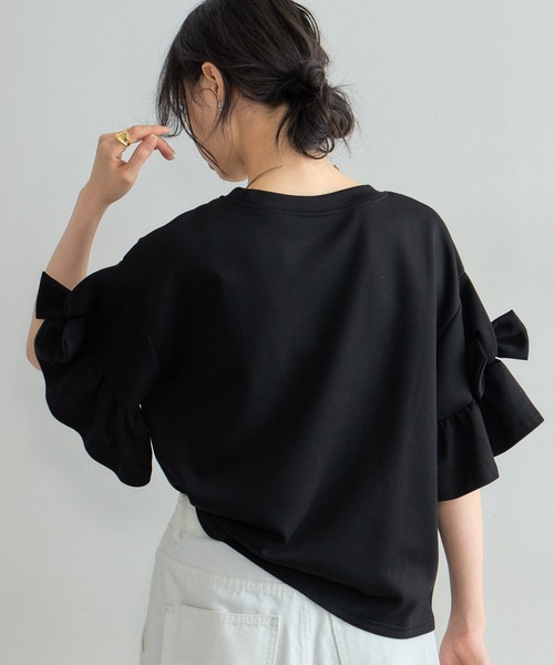 &. NOSTALGIA(アンドドットノスタルジア)の「袖リボンプルオーバー(Tシャツ/カットソー・レディース・ホワイト/ブラック・M)」の10枚目の写真