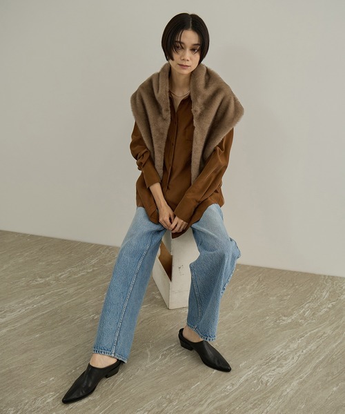 SALON adam et rope'(サロン アダム エ ロペ)の「フェイクミンクファースカーフ(ストール)(バンダナ/スカーフ・レディース・チャコールグレー/ブラウン・FREE)」の16枚目の写真
