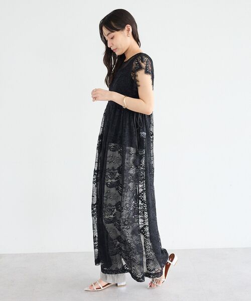 CRAFT STANDARD BOUTIQUE(クラフトスタンダードブティック)の「ウエストドロストレースレイヤードワンピース(ワンピース・レディース・ブラック/ホワイト・FREE)」の22枚目の写真