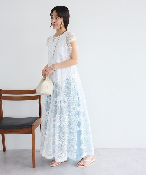 CRAFT STANDARD BOUTIQUE(クラフトスタンダードブティック)の「ウエストドロストレースレイヤードワンピース(ワンピース・レディース・ブラック/ホワイト・FREE)」の1枚目の写真