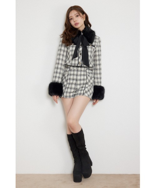rienda(リエンダ)の「【AW先行アイテム】ツイードショートジャストウエストパンツ(その他パンツ・レディース・ベージュ/ホワイト/ブラック・MEDIUM/SMALL/X-SMALL)」の4枚目の写真