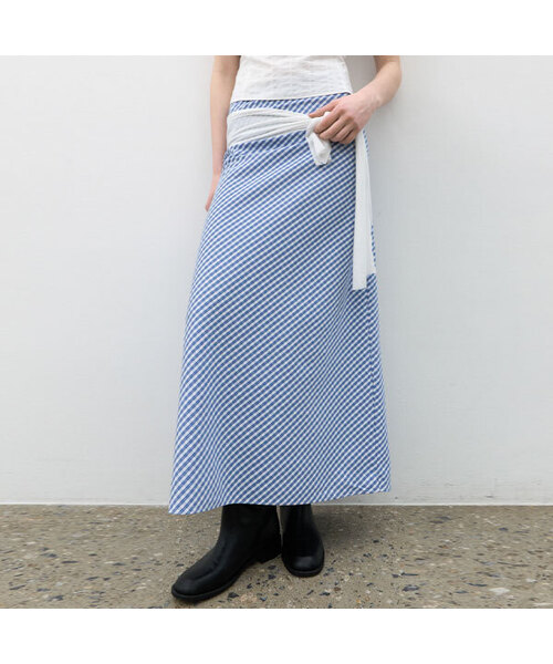 ATELIER NAIN(アトリエナイン)の「CHECK MERMAID MAXI SKIRT (SK-5099)(スカート・レディース・オリーブ/ブルー・SMALL/MEDIUM)」の2枚目の写真