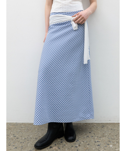 ATELIER NAIN(アトリエナイン)の「CHECK MERMAID MAXI SKIRT (SK-5099)(スカート・レディース・オリーブ/ブルー・SMALL/MEDIUM)」の3枚目の写真
