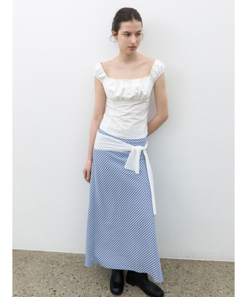 ATELIER NAIN(アトリエナイン)の「CHECK MERMAID MAXI SKIRT (SK-5099)(スカート・レディース・オリーブ/ブルー・SMALL/MEDIUM)」の4枚目の写真