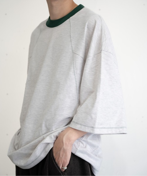 bashful base Oriental（バッシュフルベースオリエンタル）の「【bbO】バックロゴリンガーT（Tシャツ/カットソー・メンズ・ライトグレー/アイボリー/グリーン/ネイビー・LARGE/MEDIUM）」の3枚目の写真