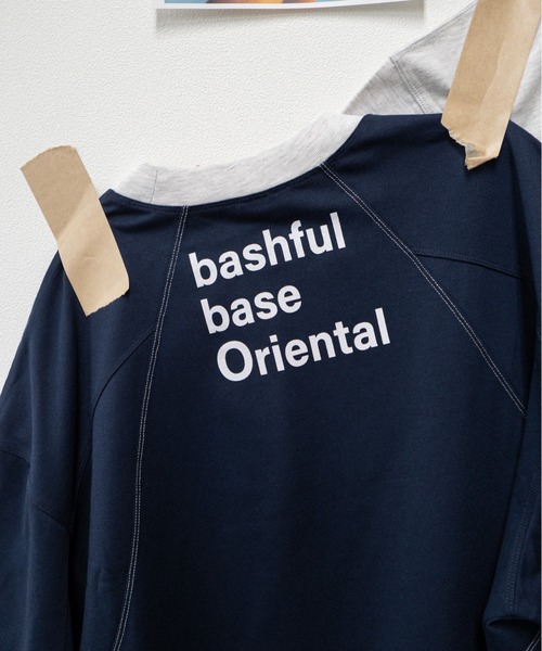 bashful base Oriental（バッシュフルベースオリエンタル）の「【bbO】バックロゴリンガーT（Tシャツ/カットソー・メンズ・ライトグレー/アイボリー/グリーン/ネイビー・LARGE/MEDIUM）」の7枚目の写真