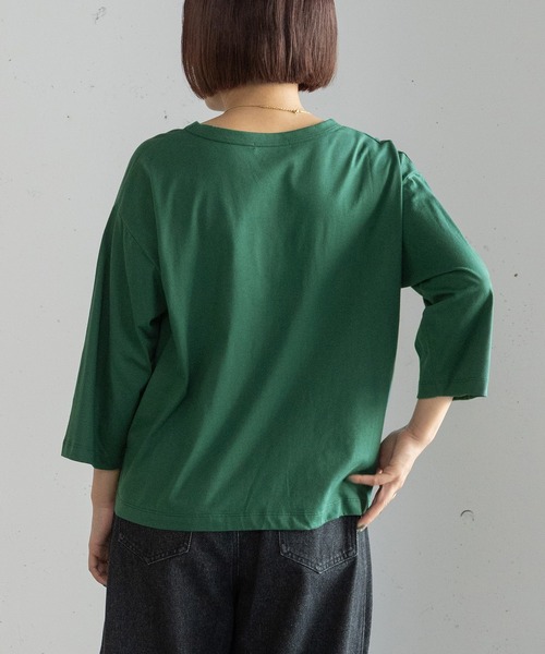 POU DOU DOU(プードゥドゥ)の「ドットボーダープリントトップス(Tシャツ/カットソー・レディース・ネイビー/オフホワイト/グリーン・3)」の13枚目の写真