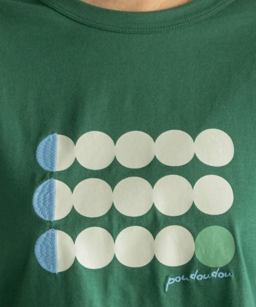 POU DOU DOU(プードゥドゥ)の「ドットボーダープリントトップス(Tシャツ/カットソー・レディース・ネイビー/オフホワイト/グリーン・3)」の14枚目の写真
