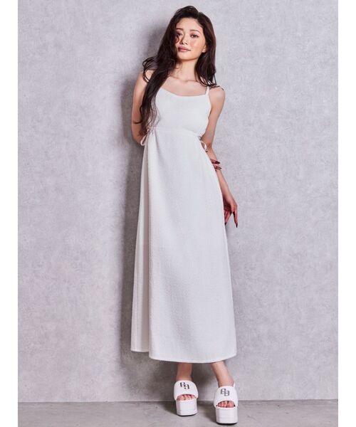 GYDA(ジェイダ)の「SIDE OPEN BACK RIBBON LONGワンピース(ワンピース・レディース・ブラック/オフホワイト/その他2/その他・FREE)」の2枚目の写真