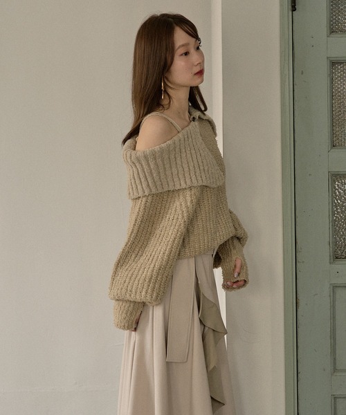 mideal(マイディール)の「bicolor one shoulder knit / バイカラーワンショルダーニット(ニット/セーター・レディース・ライトグリーン/ピンク/ブラウン・FREE)」の21枚目の写真