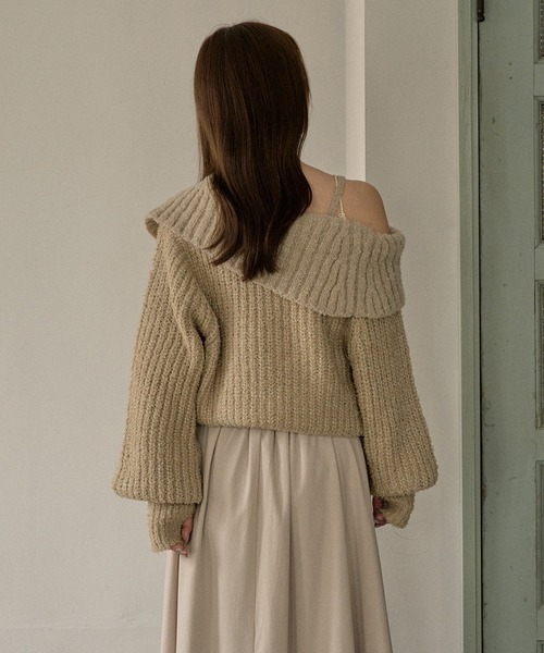 mideal(マイディール)の「bicolor one shoulder knit / バイカラーワンショルダーニット(ニット/セーター・レディース・ライトグリーン/ピンク/ブラウン・FREE)」の22枚目の写真