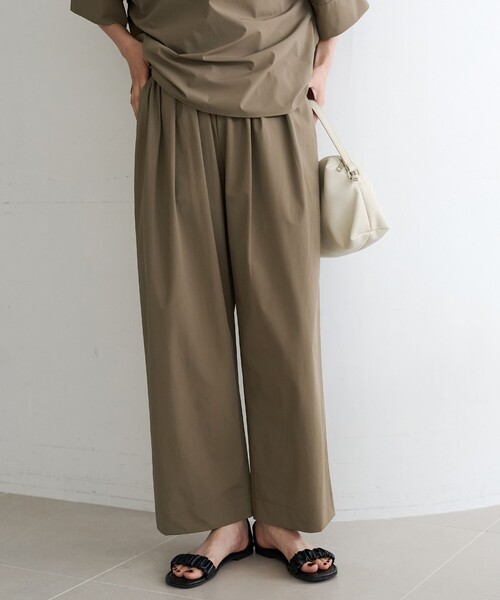 RONEL(ロネル)の「【RONEL/セットアイテム】(接触冷感/撥水/防シワ/2wayストレッチ)ドルマンブラウス タックイージーワイドパンツセット(サロペット/オーバーオール・レディース・ベージュ/ダークブラウン・L/M/S)」の7枚目の写真