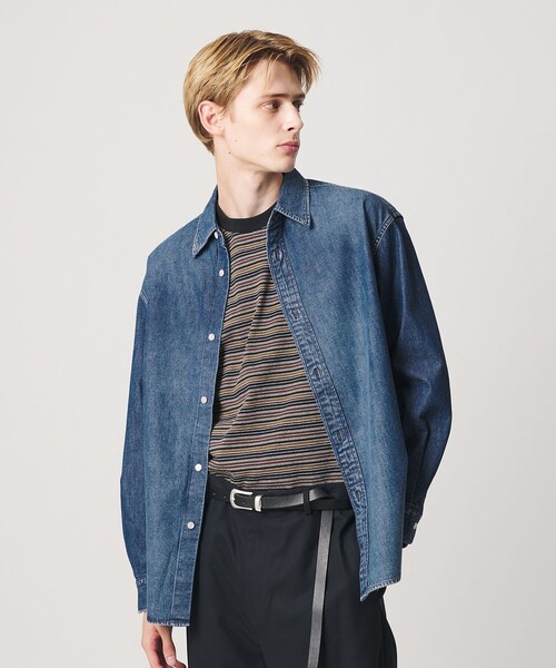 Шивинг деним легулакар (Shaving Denim Regular Collar) футболка GRANDE