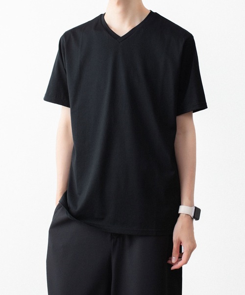 ato（アトウ）の「V NECK T-SHIRTS（Tシャツ/カットソー・メンズ・ホワイト/ブラック/ネイビー/トップグレー・46/48）」の2枚目の写真