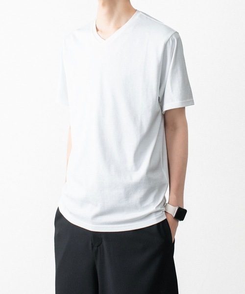 ato（アトウ）の「V NECK T-SHIRTS（Tシャツ/カットソー・メンズ・ホワイト/ブラック/ネイビー/トップグレー・46/48）」の10枚目の写真