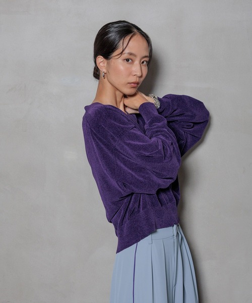 HEREIAM(ヘレイアム)の「【HEREIAM】ムースモールVネックニット(ニット/セーター・レディース・ライトピンク/アイボリー/チャコール/パープル・FREE)」の12枚目の写真