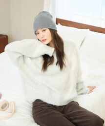ヘンリーネック起毛ニット