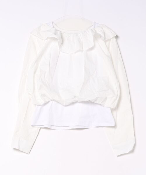 MAGASIN DE MODE Chou Chou(マガジンデモードシュシュ)の「【MAGASIN DE MODE Chou Chou】フリルブラウス SNF(シャツ/ブラウス・レディース・ホワイト/ブラック・FREE)」の2枚目の写真