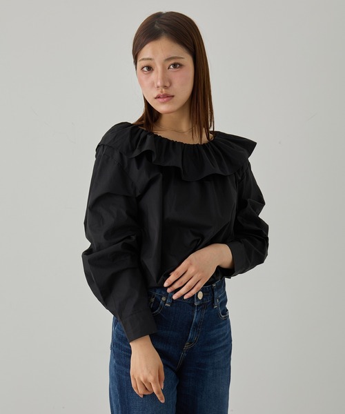 MAGASIN DE MODE Chou Chou(マガジンデモードシュシュ)の「【MAGASIN DE MODE Chou Chou】フリルブラウス SNF(シャツ/ブラウス・レディース・ホワイト/ブラック・FREE)」の1枚目の写真