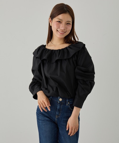 MAGASIN DE MODE Chou Chou(マガジンデモードシュシュ)の「【MAGASIN DE MODE Chou Chou】フリルブラウス SNF(シャツ/ブラウス・レディース・ホワイト/ブラック・FREE)」の3枚目の写真