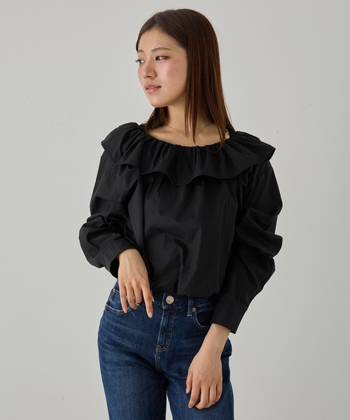 MAGASIN DE MODE Chou Chou(マガジンデモードシュシュ)の「【MAGASIN DE MODE Chou Chou】フリルブラウス SNF(シャツ/ブラウス・レディース・ホワイト/ブラック・FREE)」の4枚目の写真