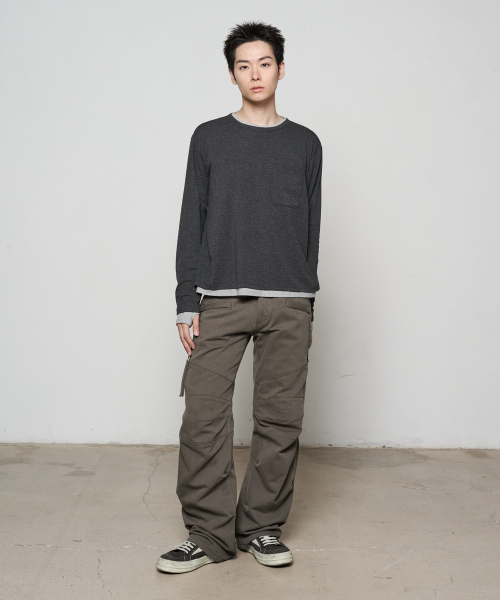 BEGIN202（ビギン202）の「シエルフ レイヤードロングスリーブ [メランジチャコール x メランジグレー]（Tシャツ/カットソー・メンズ・その他・1/2/3）」の2枚目の写真