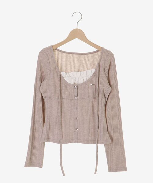 MAJESTIC LEGON(マジェスティックレゴン)の「リボンレイヤードライクトップス(Tシャツ/カットソー・レディース・グレー/モカ/アイボリー/ブラック・MEDIUM)」の8枚目の写真