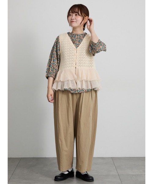 TSUHARU by Samansa Mos2(ツハルバイサマンサモスモス)の「タックボリュームパンツ(その他パンツ・レディース・ベージュ/ブラック・F)」の3枚目の写真