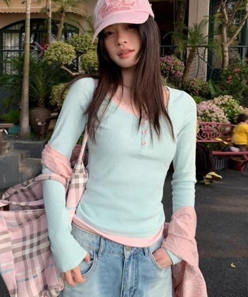 Vipoa(ヴィポア)の「レイヤード風ミントトップス(Tシャツ/カットソー・レディース・ミント・FREE)」の5枚目の写真