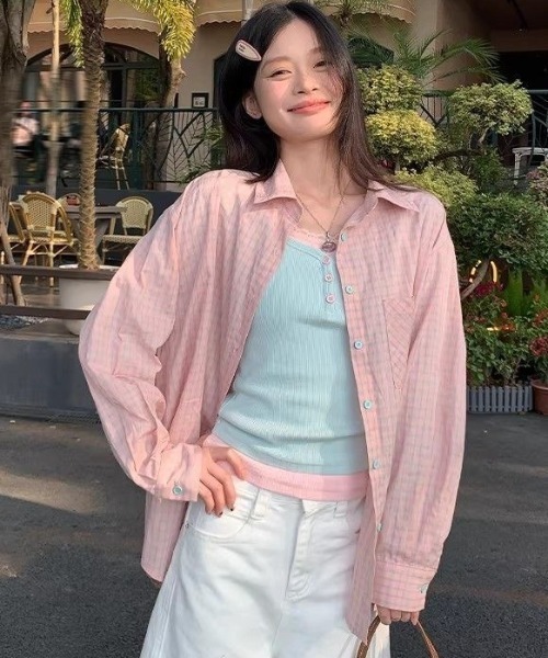 Vipoa(ヴィポア)の「レイヤード風ミントトップス(Tシャツ/カットソー・レディース・ミント・FREE)」の9枚目の写真