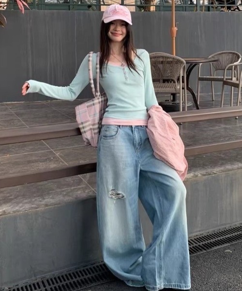 Vipoa(ヴィポア)の「レイヤード風ミントトップス(Tシャツ/カットソー・レディース・ミント・FREE)」の14枚目の写真