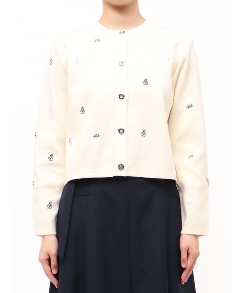 TONAL(トーナル)の「【POLOBCS】刺繍ニットカーデ(カーディガン/ボレロ・レディース・ネイビー/オフホワイト/ブラウン・MEDIUM)」の6枚目の写真