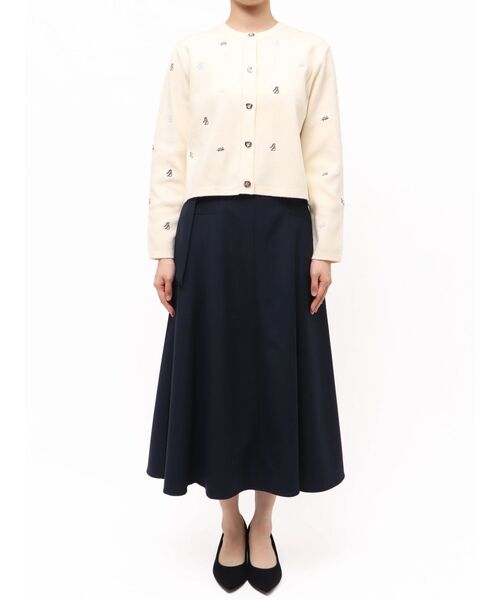 TONAL(トーナル)の「【POLOBCS】刺繍ニットカーデ(カーディガン/ボレロ・レディース・ネイビー/オフホワイト/ブラウン・MEDIUM)」の12枚目の写真