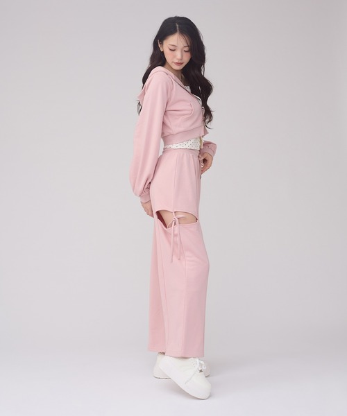 Ambre Neige（アンブルネージュ）の「rhinestone sweatshirt hoodie / ラインストーンスウェットパーカー（パーカー・レディース・ピンク/杢グレー/ブラック・FREE）」の6枚目の写真